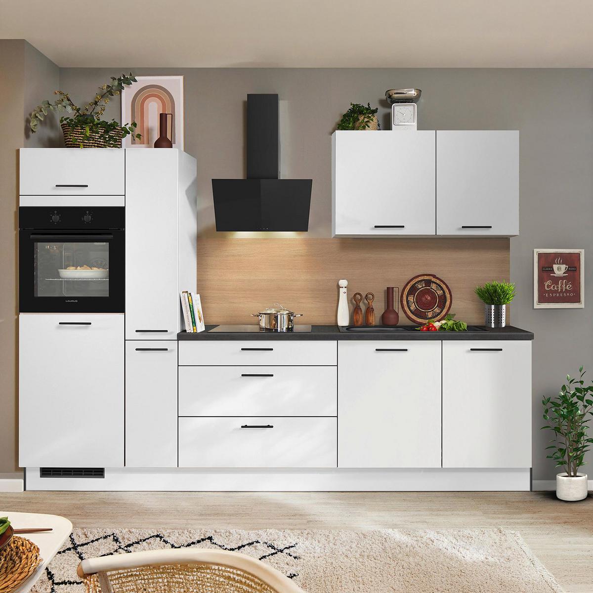 Küchenblock Pn210 - Weiß/Grau, MODERN, Holzwerkstoff (280cm) - Pino