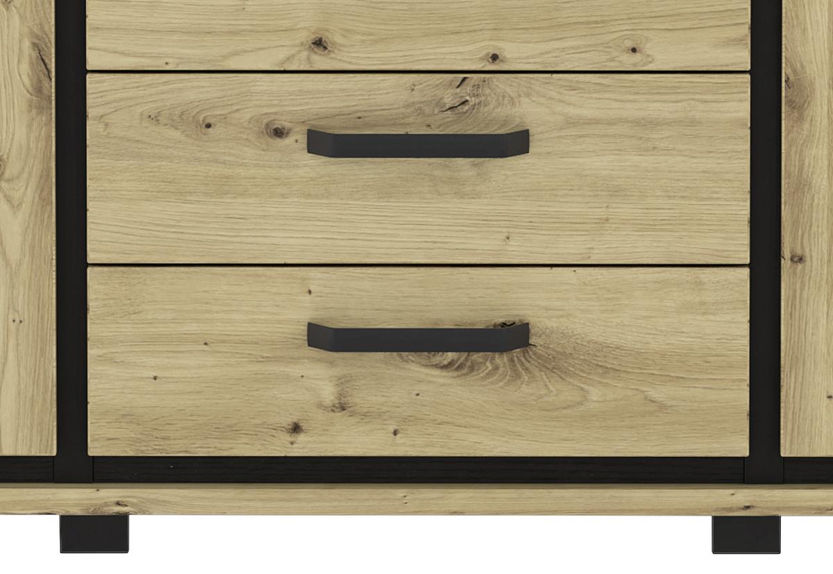 Sideboard B: 178 cm Trondheim, Eiche Dekor/Schwarz - Eichefarben/Schwarz, Basics, Holzwerkstoff/Kunststoff (178.4cm) - Livetastic