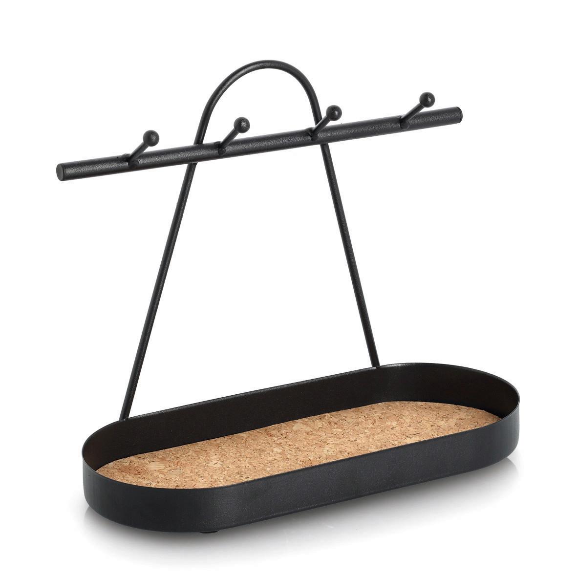 Ablage mit Haken Metall/Kork - Schwarz, Basics, Holz/Metall (27,5/12,5/23,5cm) - Zeller Present