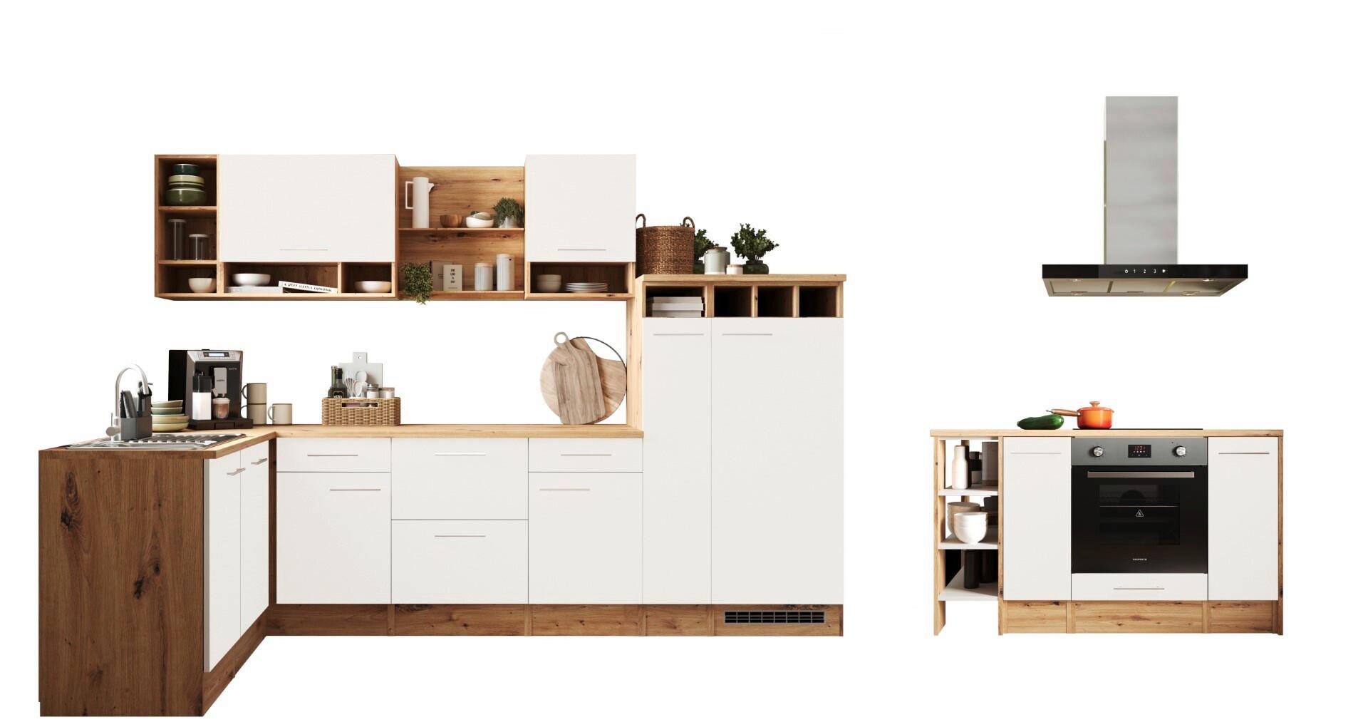 Eckküche Hilde Winkelküche 310 cm - Wildeiche/Weiß, Design, Holzwerkstoff (310/172cm) - Respekta