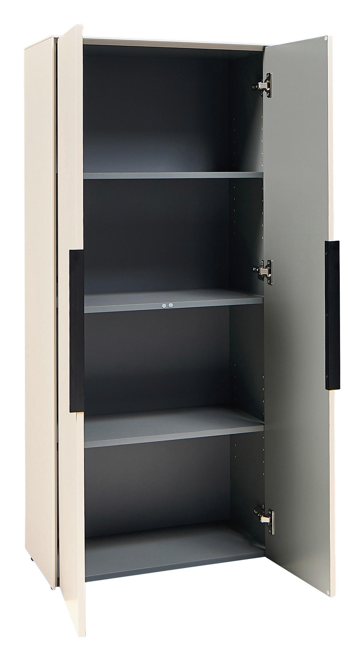 Midischrank Vaduz Kaschmir, B: 60cm - Kaschmir/Schwarz, Trend, Holzwerkstoff (60/135/30cm)