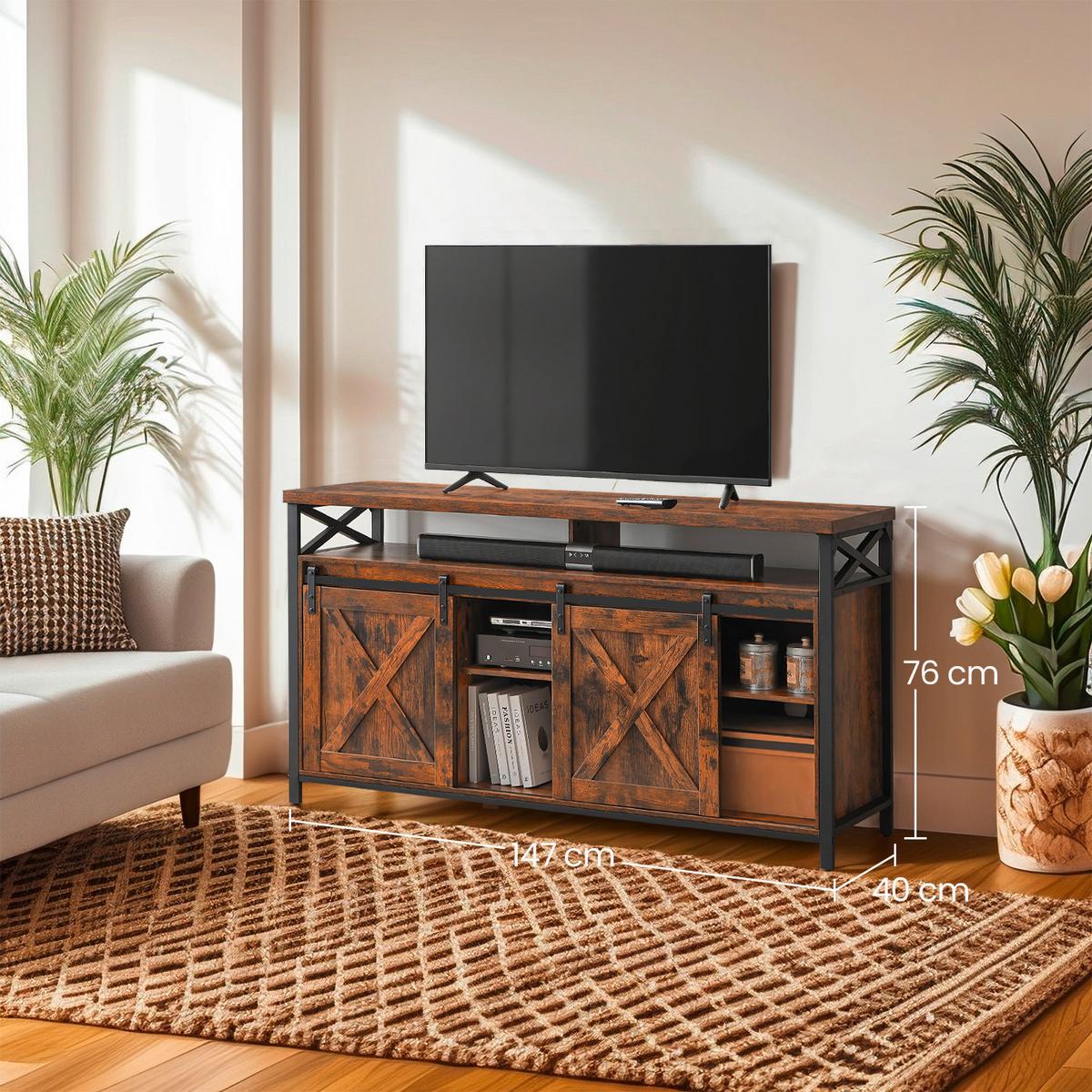 Tv-element Schwarz, Dunkelbraun B: 147 Cm - Dunkelbraun/Schwarz, Trend, Holzwerkstoff (147/76/40cm) - MID.YOU