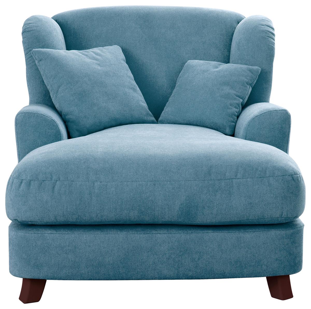 XXXL-Sessel Asado hellblau teilmassiv, B: 109 cm - Dunkelbraun/Hellblau, MODERN, Holzwerkstoff/Textil (109/104/145cm) - Sit & More