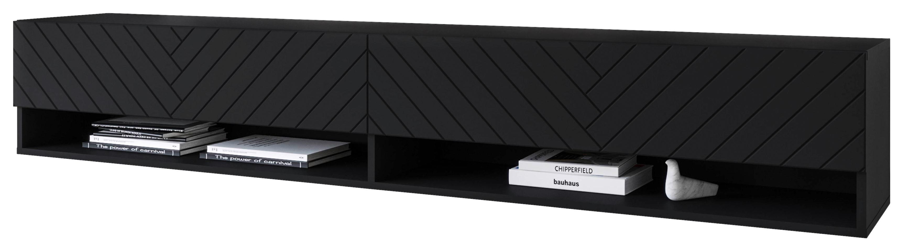 Lowboard Schwarz Mit Fischgräte