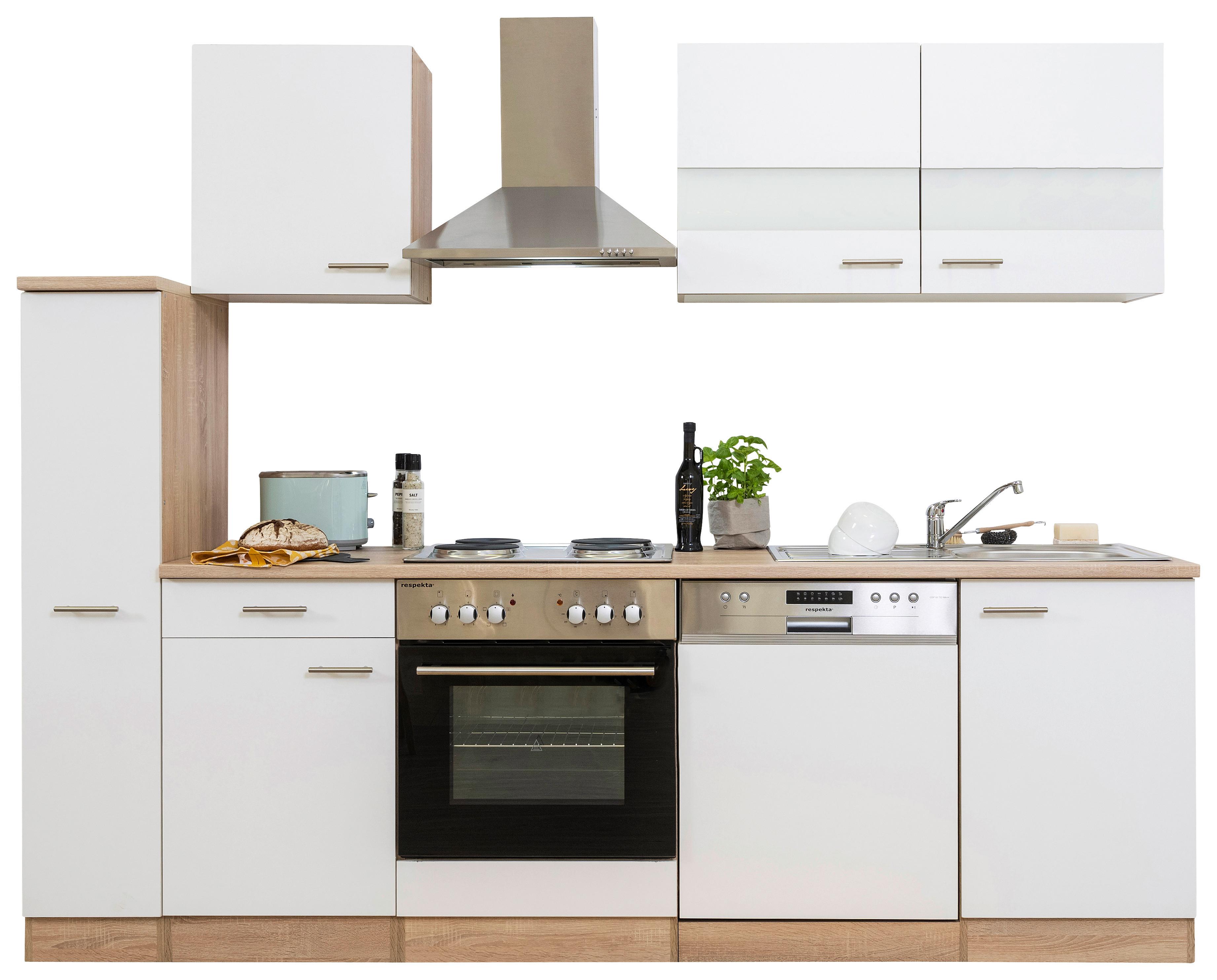 Küchenblock Merle Küchenblock 250 cm - Eichefarben/Weiß, Basics, Holzwerkstoff (250cm) - Respekta