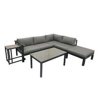 Loungegarnitur Miranda - Anthrazit/Grau, Basics, Glas/Kunststoff (177/65,5/247cm) - Gardenson