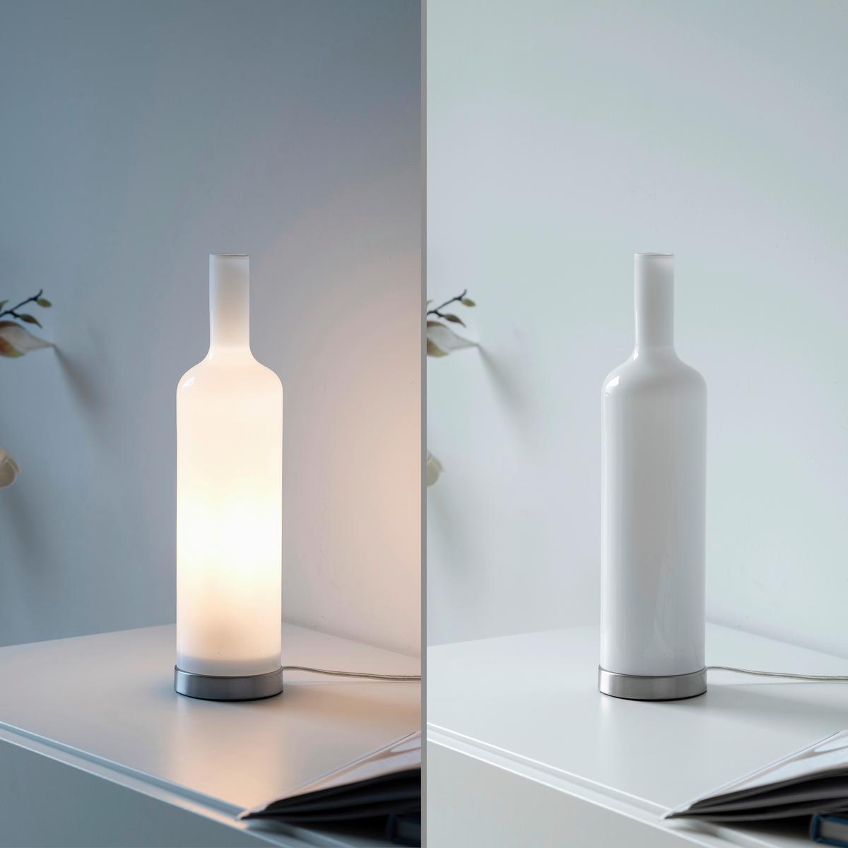 Tischleuchte, E14 14006-27 - Weiß, Basics, Glas/Kunststoff (8,5/8,5/34cm)