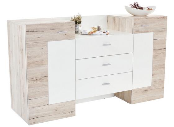 Tálalószekrény Malaga - tölgy színű/fehér, modern, faanyagok (179/91/45cm) Tálalószekrény Malaga - tölgy színű/fehér, modern, faanyagok (179/91/45cm)