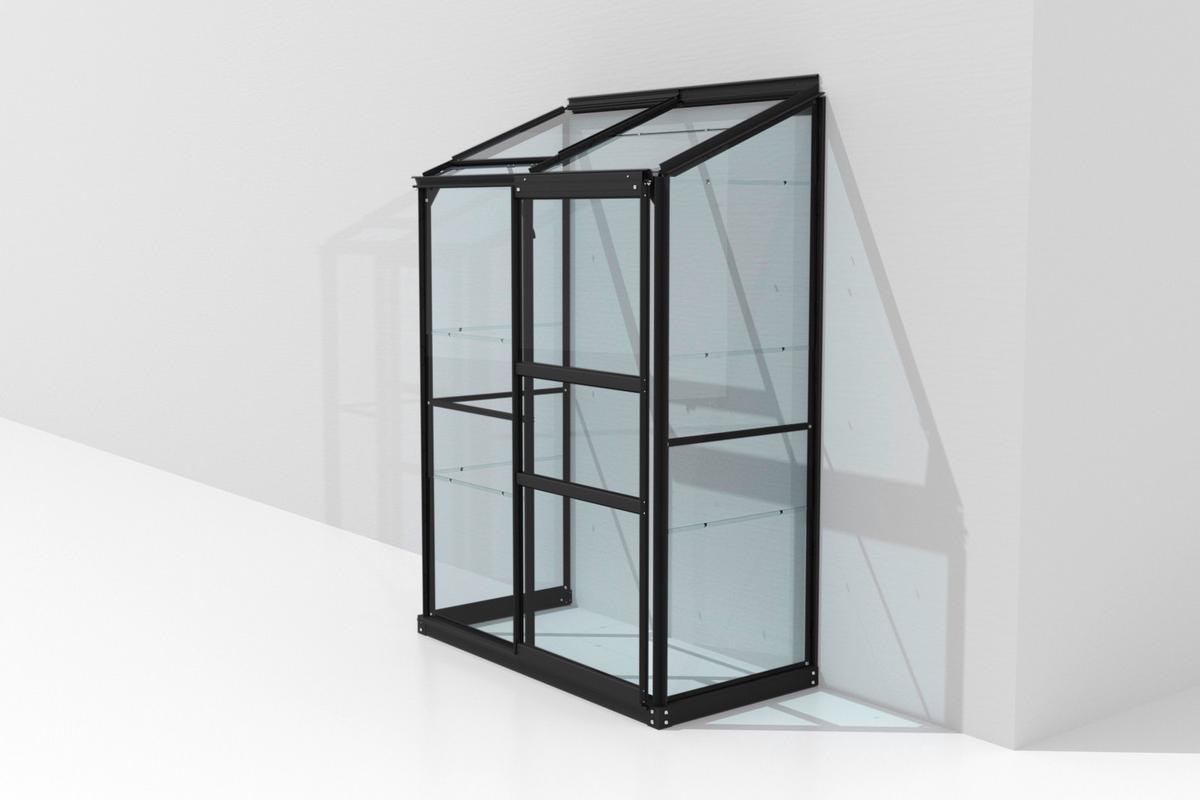 Anlehn-Gewächshausbausatz Ida 900 Esg3mm, Schwarz - Schwarz, Basics, Metall (130,6/182,3/68,8cm)