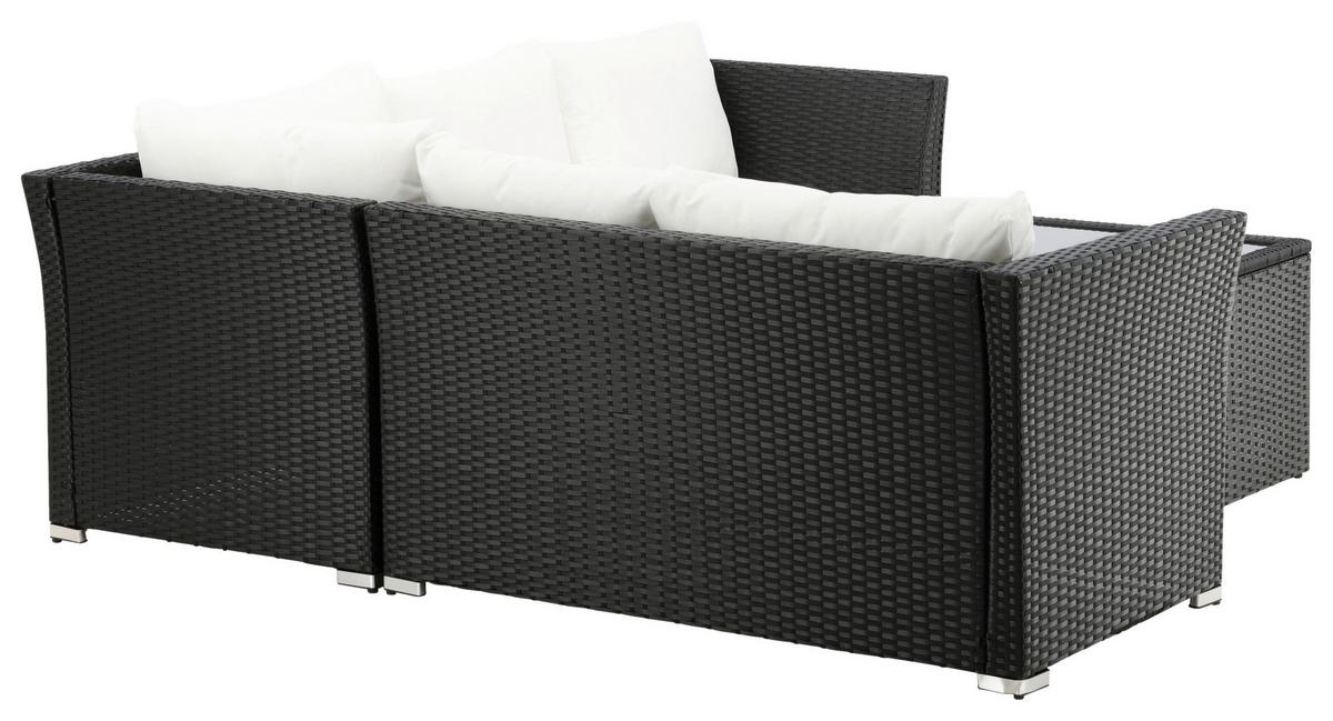 Loungegarnitur 4-Tlg Haiti aus Kunststoff mit Kissen - Schwarz, KONVENTIONELL, Kunststoff - Gardenson