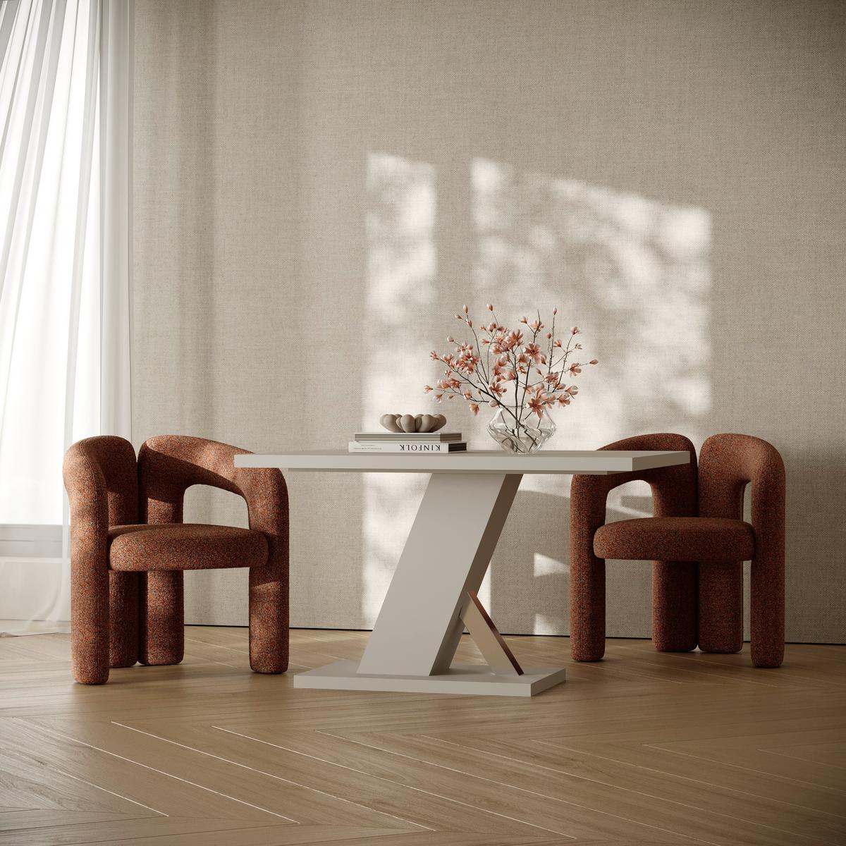 Esstisch Severin Kaschmir, B: 110cm - Kaschmir/Alufarben, Trend, Holzwerkstoff (110/76/80cm)