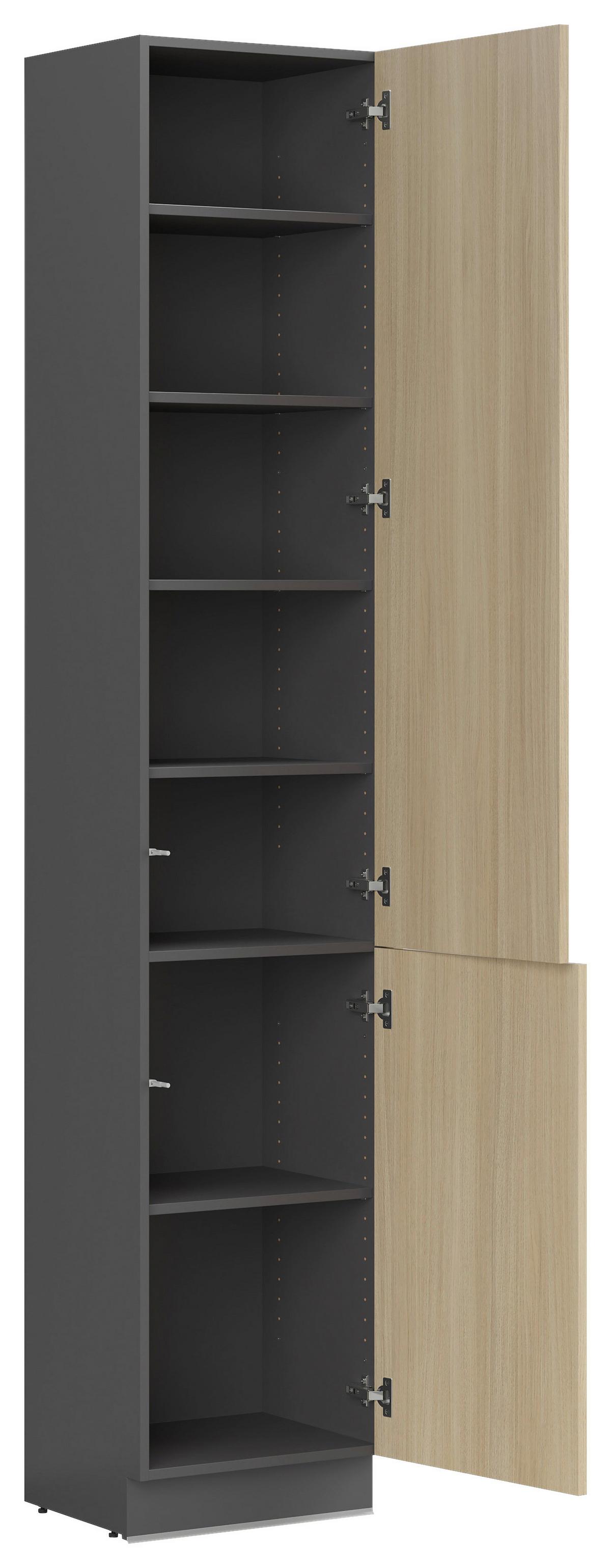 Kuchynský blok MILINO MEDIUM vrát.obkladu a LED regálu - čierna/grafitová, Basics, kompozitné drevo/plast (330/230/60cm) - Visiona