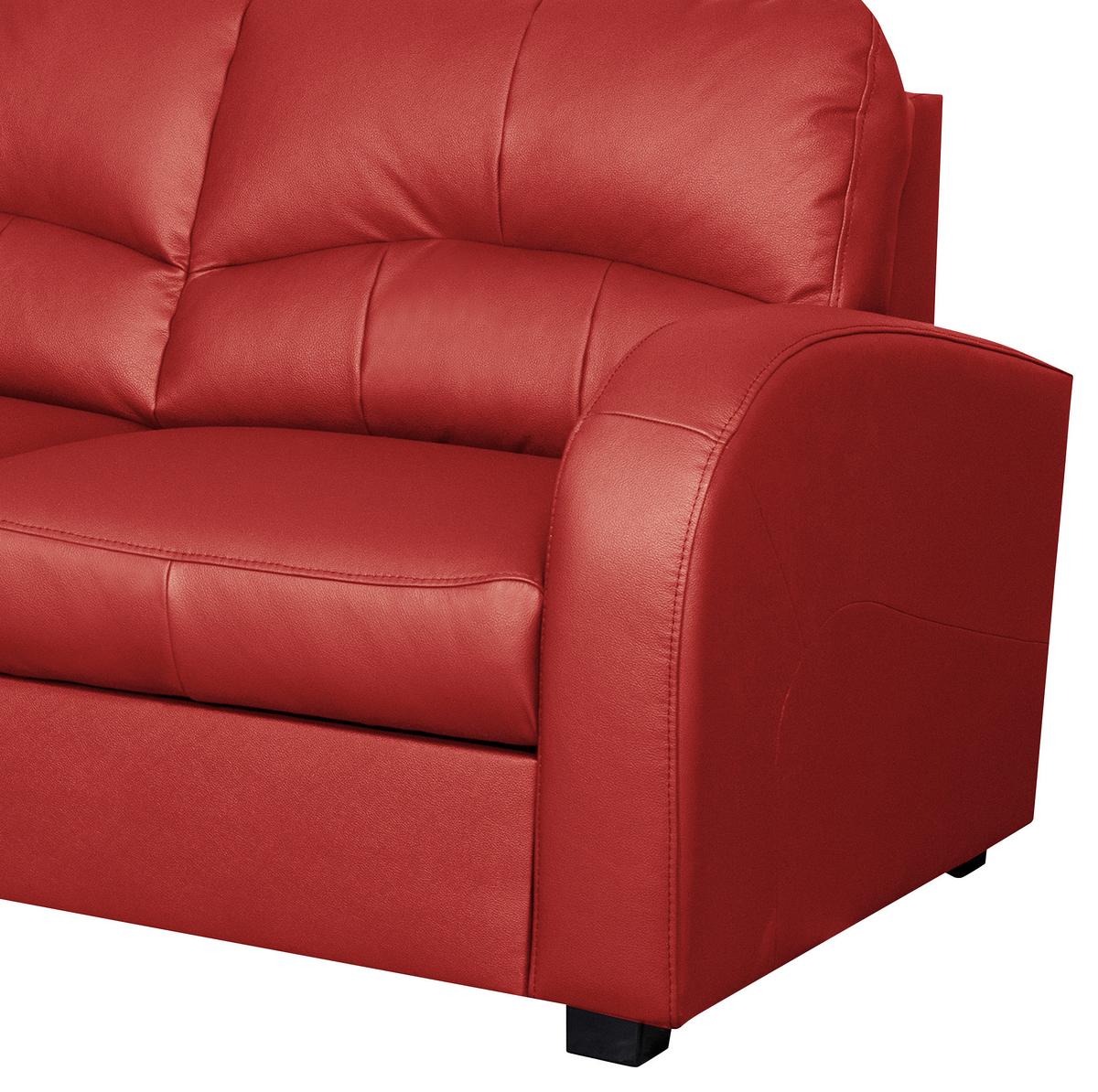 Ecksofa Tilo Rot S: 168 cm - Rot/Schwarz, Design, Leder/Textil (168/227cm) - Livetastic