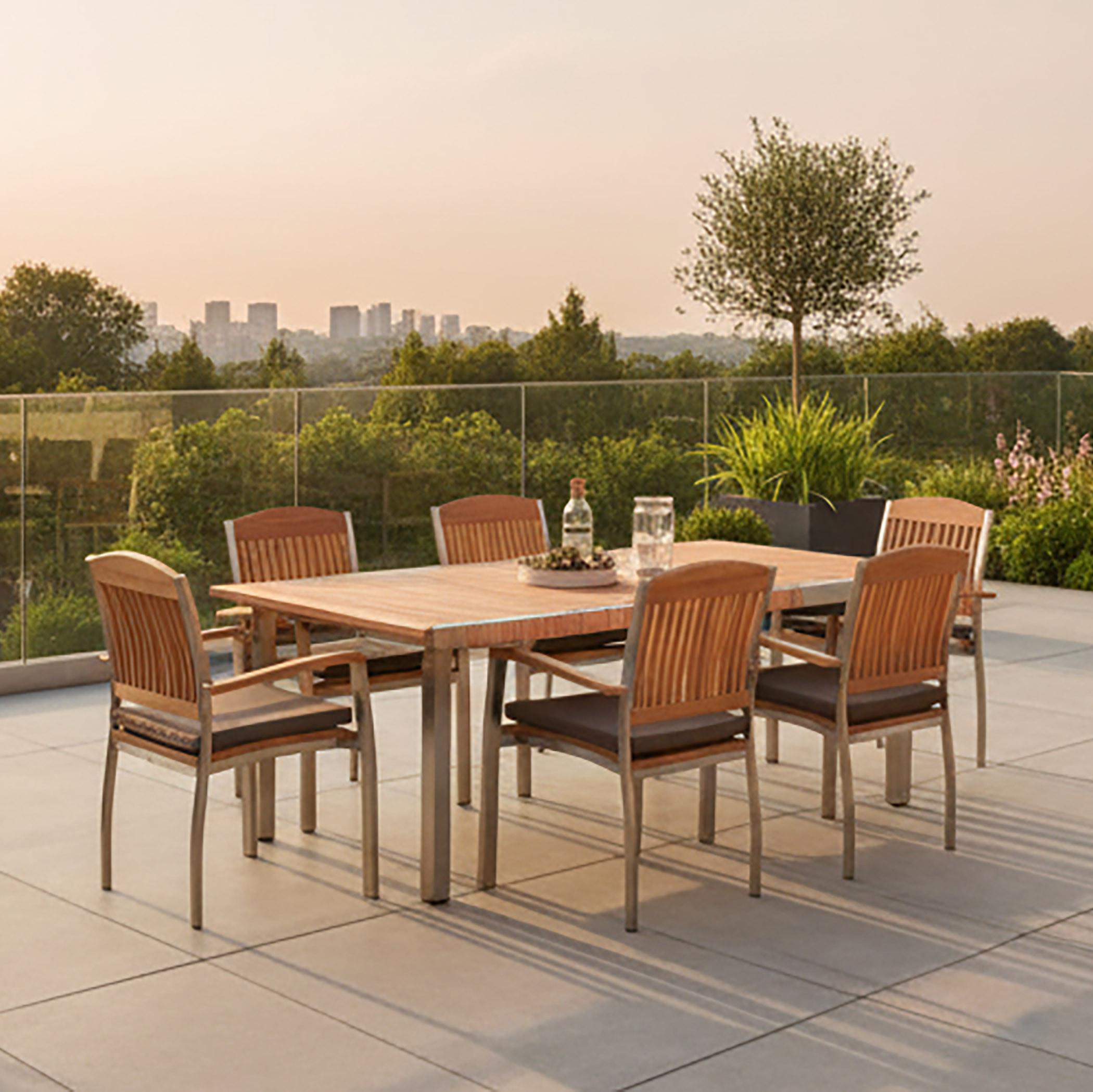 Gartenset Keros - Silberfarben/Naturfarben, MODERN, Holz/Textil - Gardenson