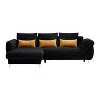 Sedačka Alantis Lux, levá, černá / zlatá - černá/barvy zlata, Lifestyle, kov/dřevo (175/263cm) - Mömax