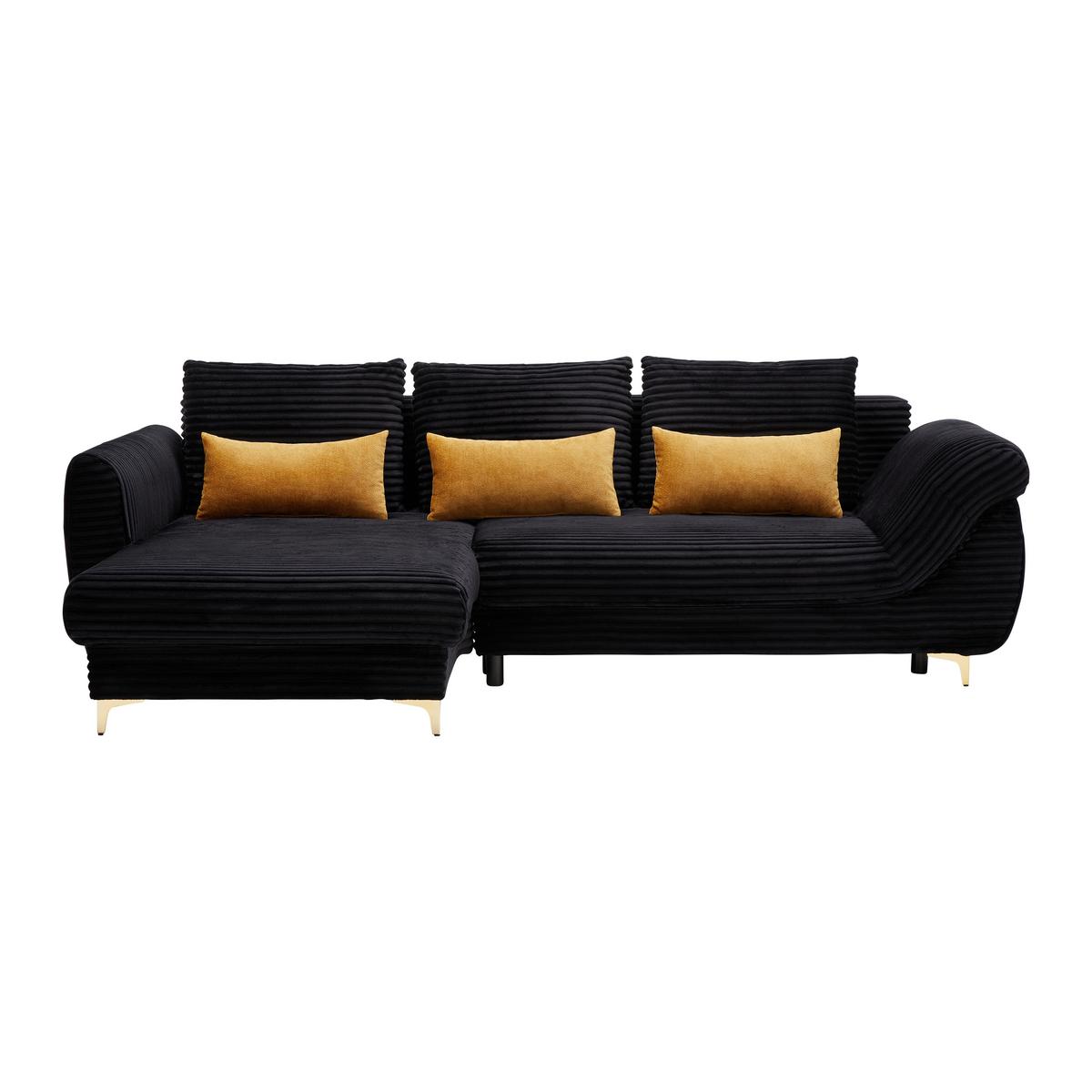 Sedačka Alantis Lux, levá, černá / zlatá - černá/barvy zlata, Lifestyle, kov/dřevo (175/263cm) - Mömax