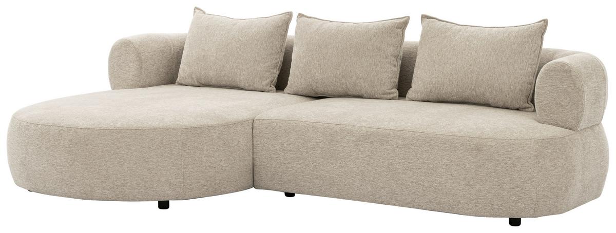 Ecksofa Ferro Beige S: 156x256 cm - Beige/Schwarz, Design, Textil (156/256cm) - Livetastic