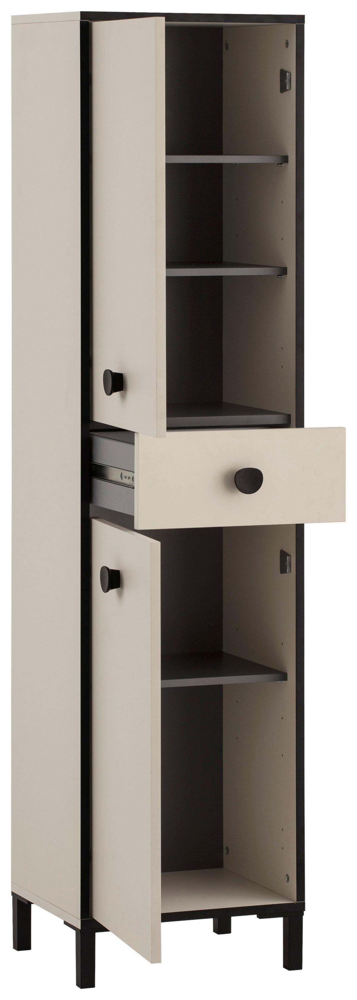 Hochschrank Edda Creme/Schwarz/Beige B: 40,3cm - Beige/Creme, MODERN, Holzwerkstoff (40,3/163,3/33,0cm) - MID.YOU