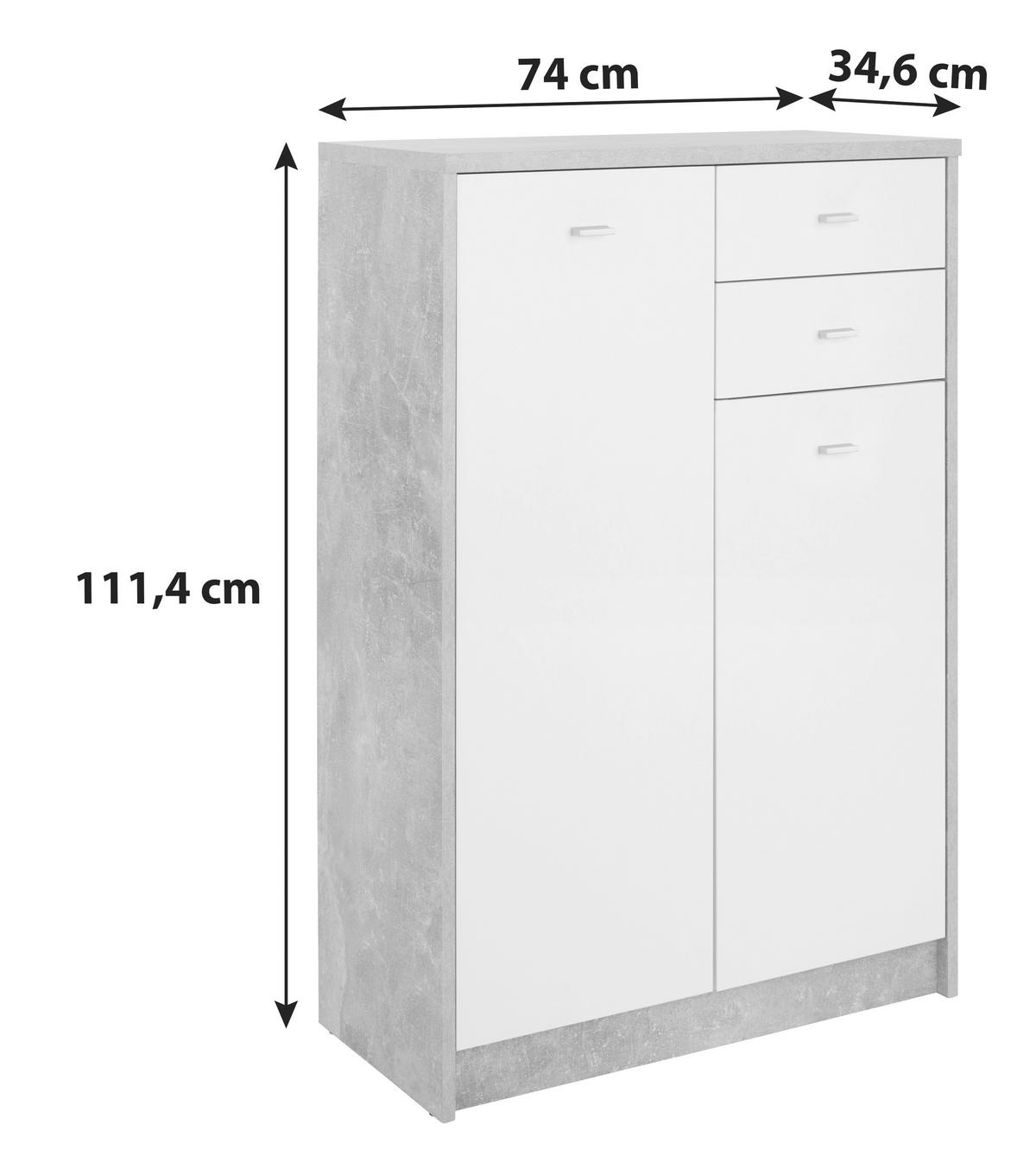 KOMODA 4-YOU NEW YUK08 - čierna/biela, Modern, kompozitné drevo/plast (74/111,4/35cm)
