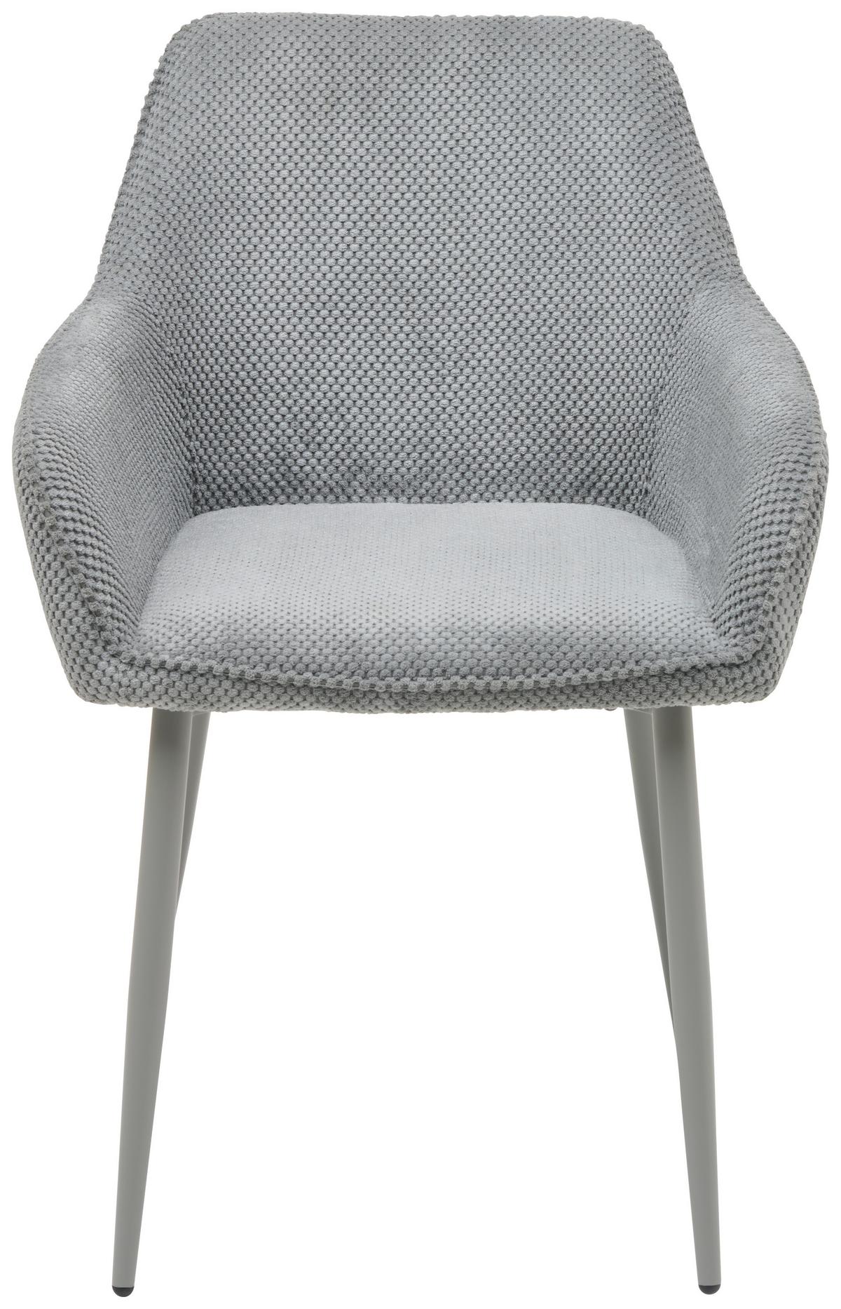 Armlehnstuhl Cora Webstoff Grau, B: 56 cm - Grau, KONVENTIONELL, Textil/Metall (56/81/61cm) - MID.YOU