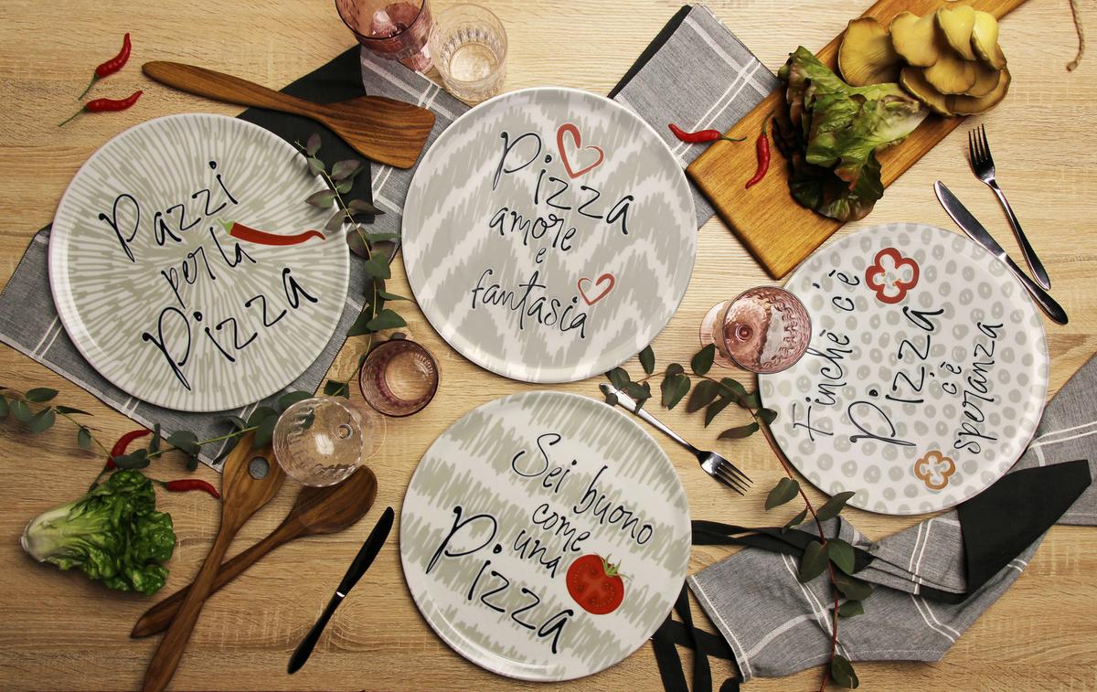 Pizzateller Porzellan Rund 4er-Set Cinzia ca. 32,5 cm - Rot/Multicolor, Design, Keramik - Tognana