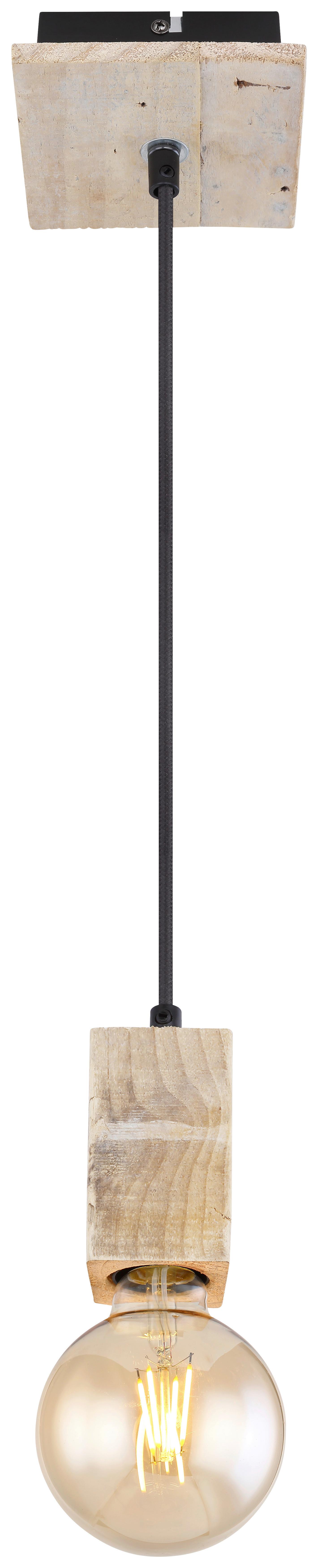 Hängeleuchte Adalie H: 120 Cm 1-Flammig, Industrial-Design - Dunkelbraun/Schwarz, Natur, Holz/Textil (12/12/120cm) - Globo