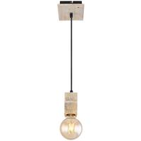 Hängeleuchte Adalie H: 120 Cm 1-Flammig, Industrial-Design - Dunkelbraun/Schwarz, Natur, Holz/Textil (12/12/120cm) - Globo