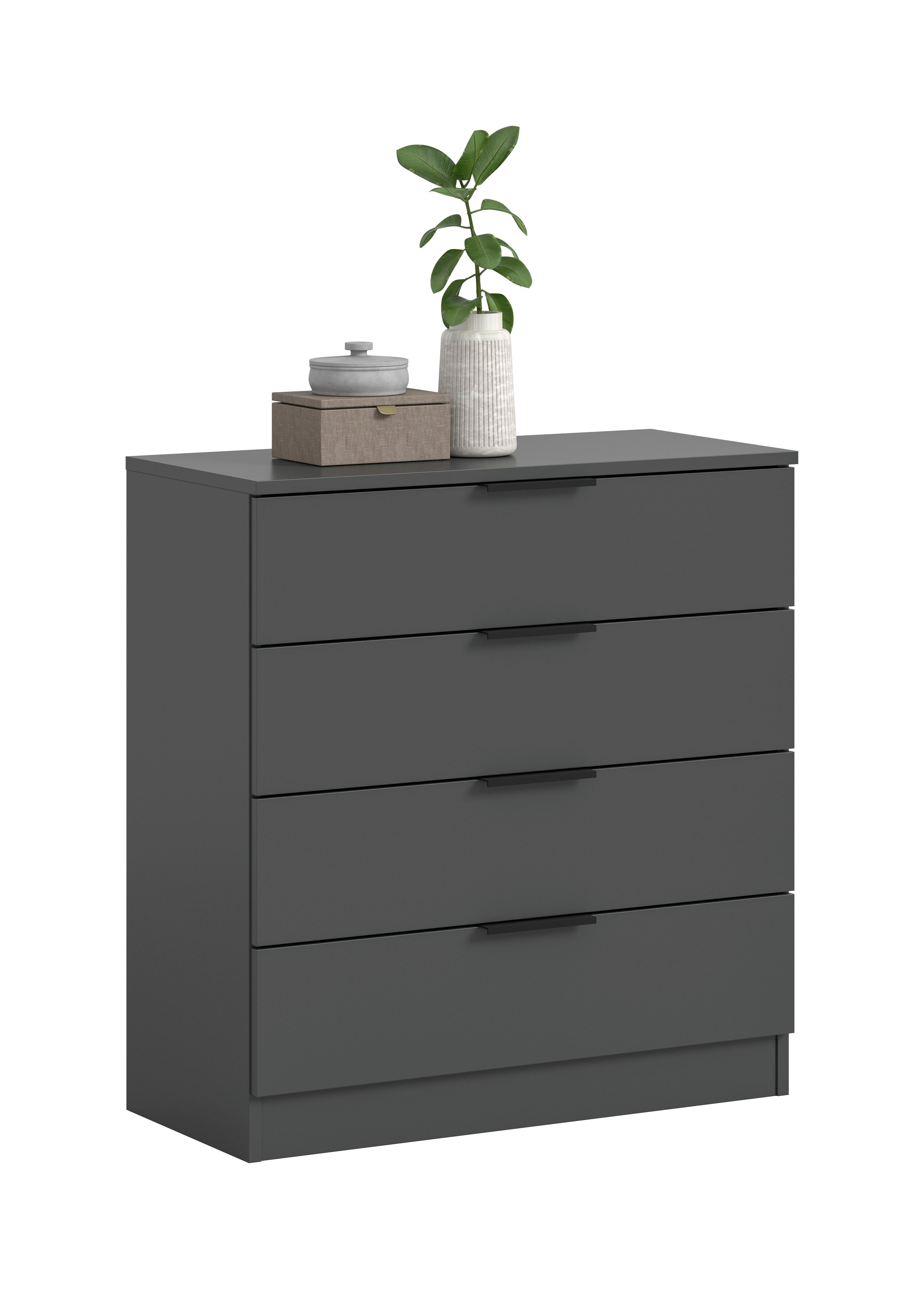 Kommode Kopenhagen Anthrazit, B: 74 Cm - Anthrazit/Schwarz, Design, Holzwerkstoff (74/80/35cm) - Livetastic