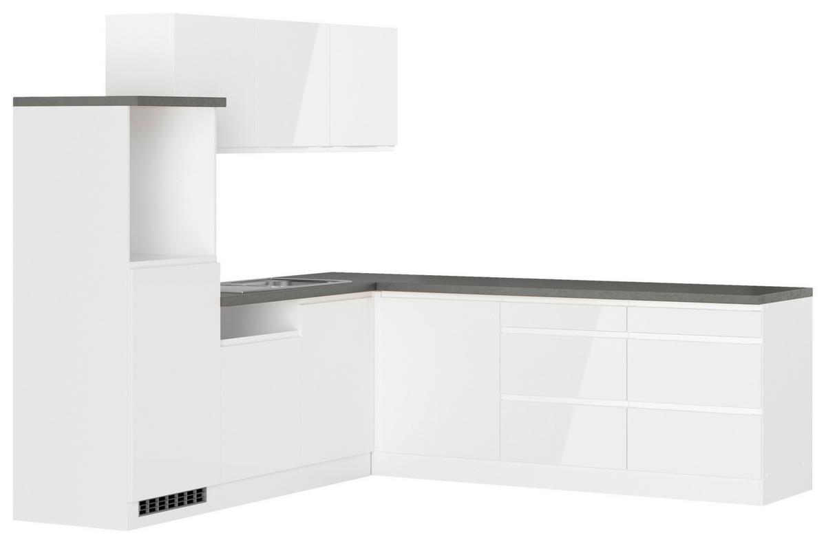 Eckküche Monza Ohne Geräte 240x240 Cm Weiß/grau - Weiß Hochglanz/Weiß, LIFESTYLE, Holzwerkstoff (240/240cm) - Held