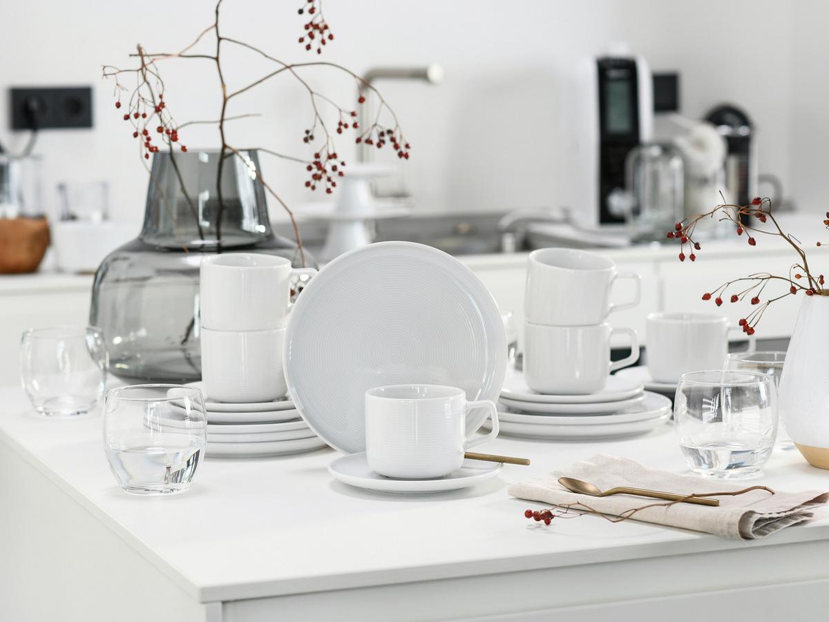 Kaffeeservice 18 -Teilig. Porzellan, weiß - Weiß, Basics, Keramik - Creatable