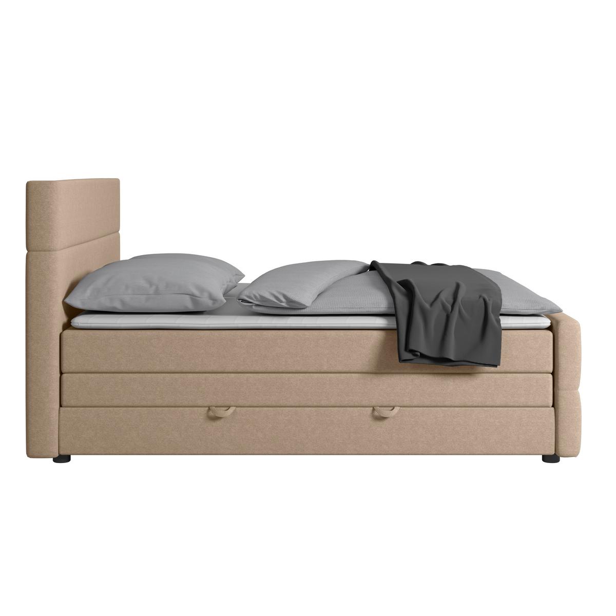Boxspringbett mit Bettkasten Verona 180x200 cm Naturfarben - Schwarz/Naturfarben, MODERN, Karton/Holzwerkstoff (180/200cm) - MID.YOU