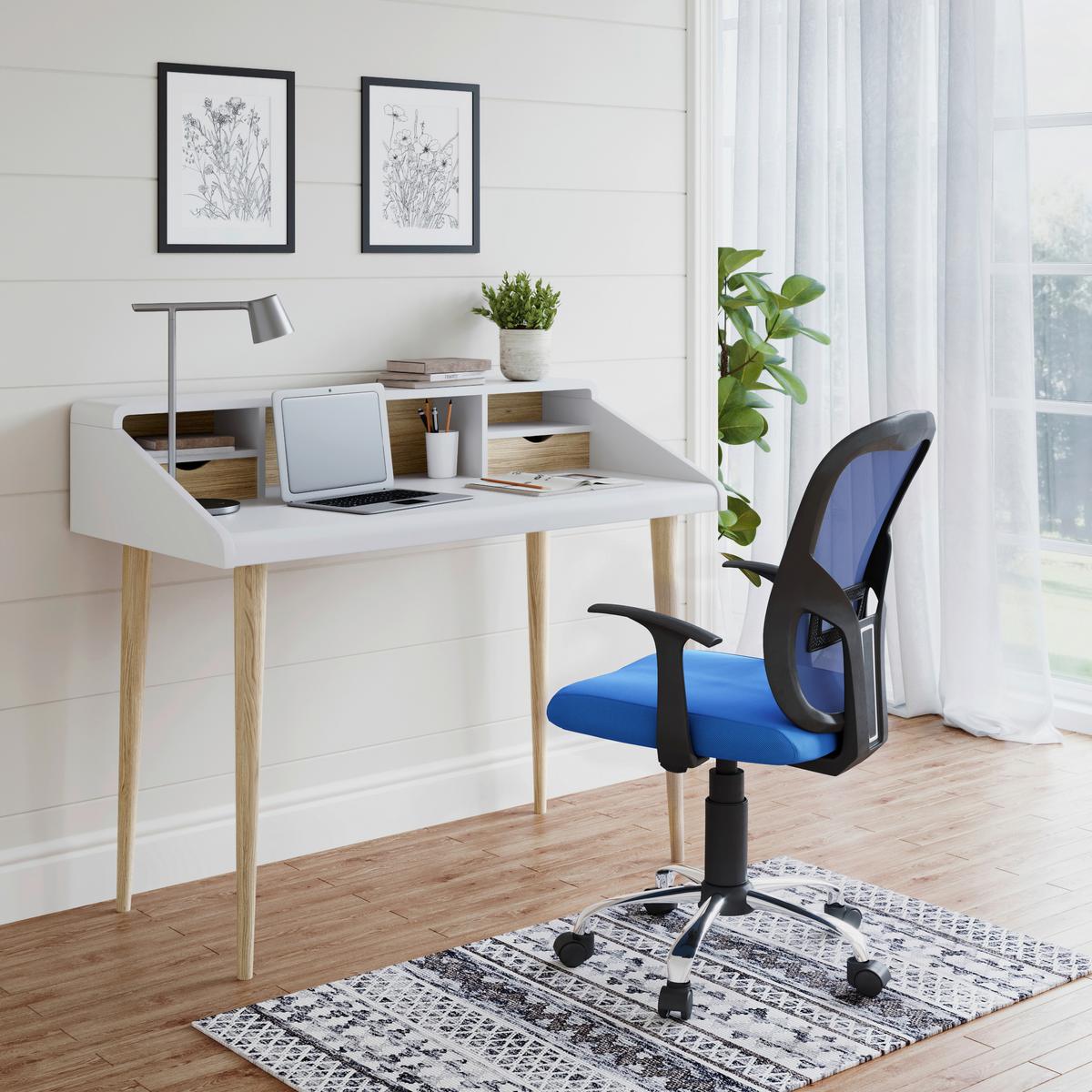 Drehstuhl Tampa Blau B: 62 cm - Blau/Silberfarben, Design, Kunststoff/Textil (62/109/62cm) - MID.YOU