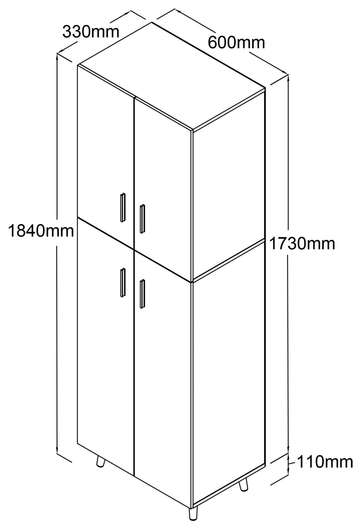 Mehrzweckschrank Landos Anthrazit Weiß B: 60 cm - Anthrazit/Weiß, Design, Holzwerkstoff (60/184/39cm) - MID.YOU