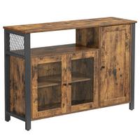 Kommode B: 110 cm Braun/Schwarz - Schwarz/Braun, Trend, Glas/Holzwerkstoff (110/75/33cm) - Boxxx