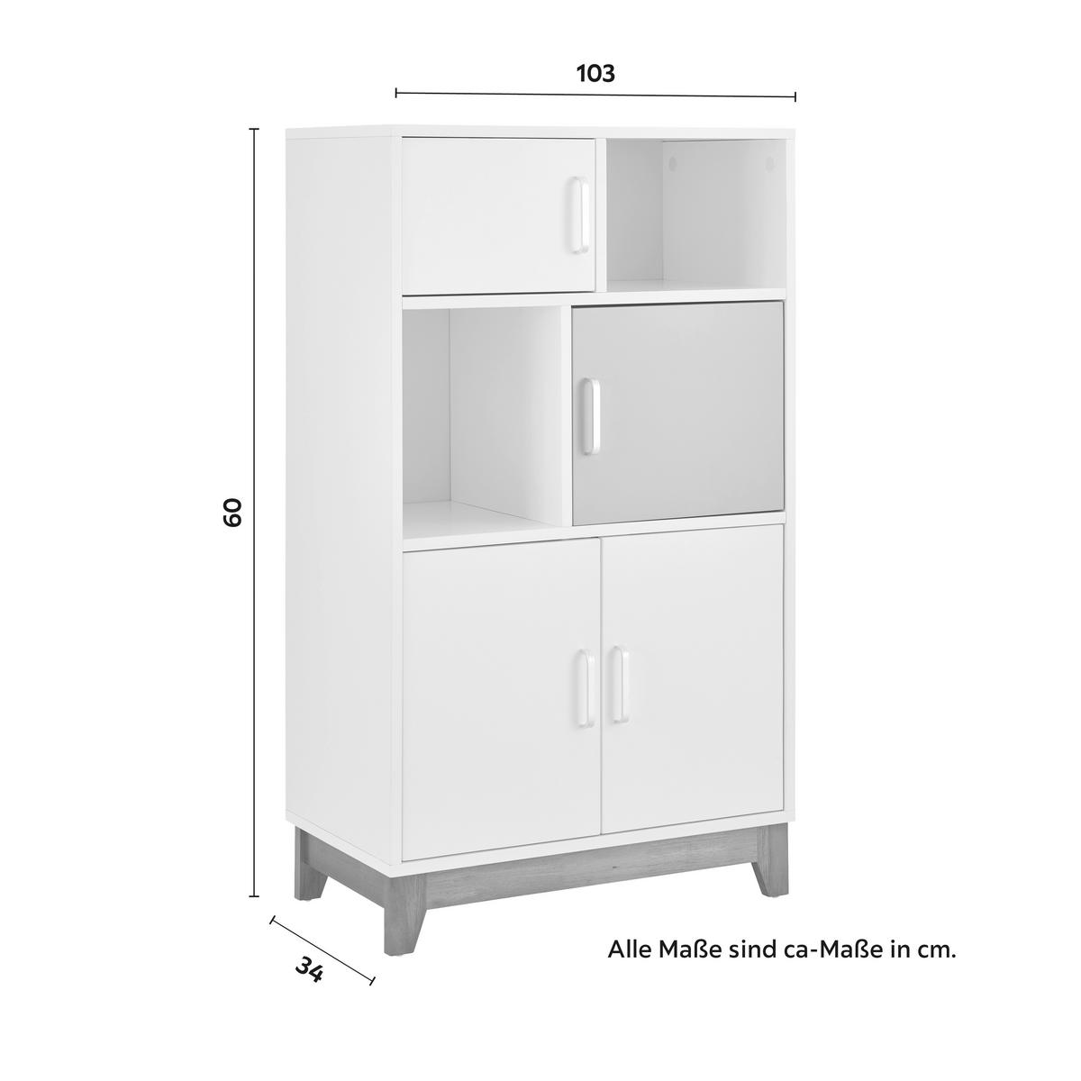 Regál do dětského pokoje DANNY bílo-šedý - šedá/bílá, Moderní, kov/dřevo (60/103/34cm) - Bessagi Kids