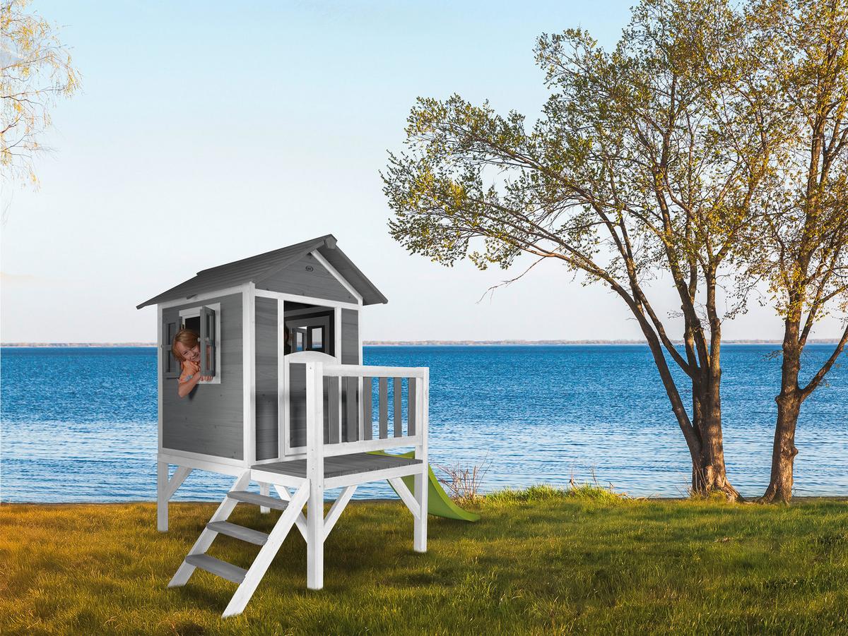 Spielhaus Grau/weiß/limette L: 167 B:240 H:189 - Limette/Weiß, LIFESTYLE, Holz/Kunststoff (167/240/189cm)