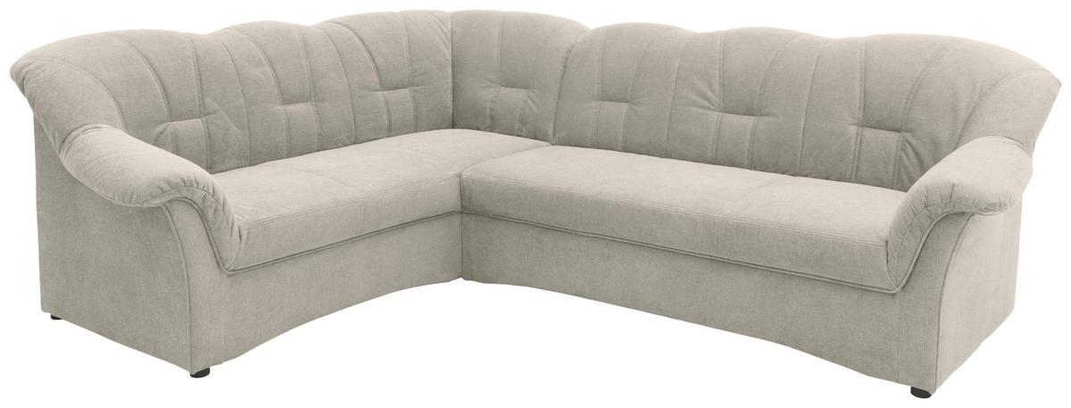 Graues, weich gepolstertes Ecksofa im klassischen Design sowie mit Armlehnen