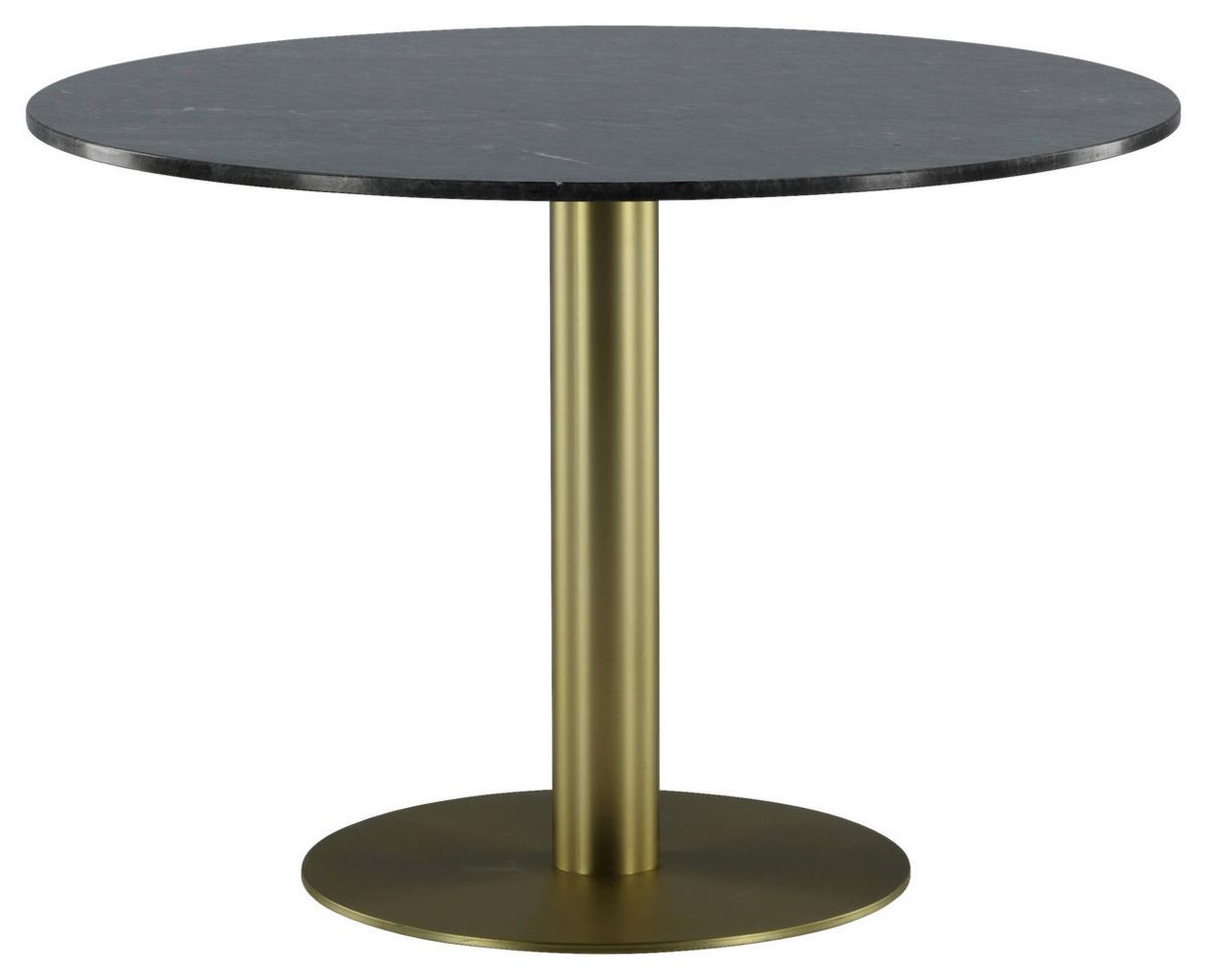 Esstisch Estelle - Dunkelgrau/Goldfarben, Design, Stein/Metall (106/106/75cm) - Livetastic