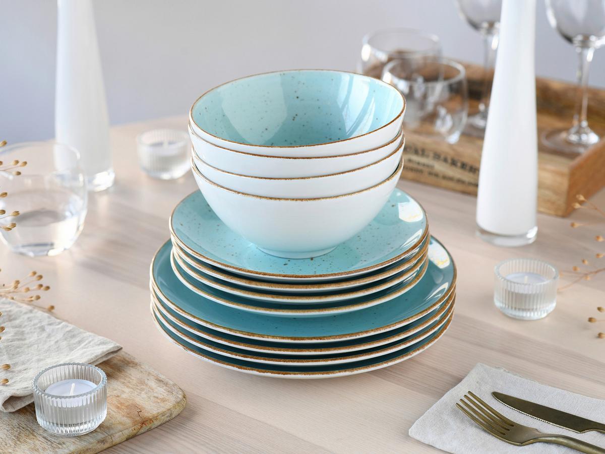 Tafelservice 24807 Vintage Nature Aqua - Weiß/Hellblau, Basics, Keramik - Creatable