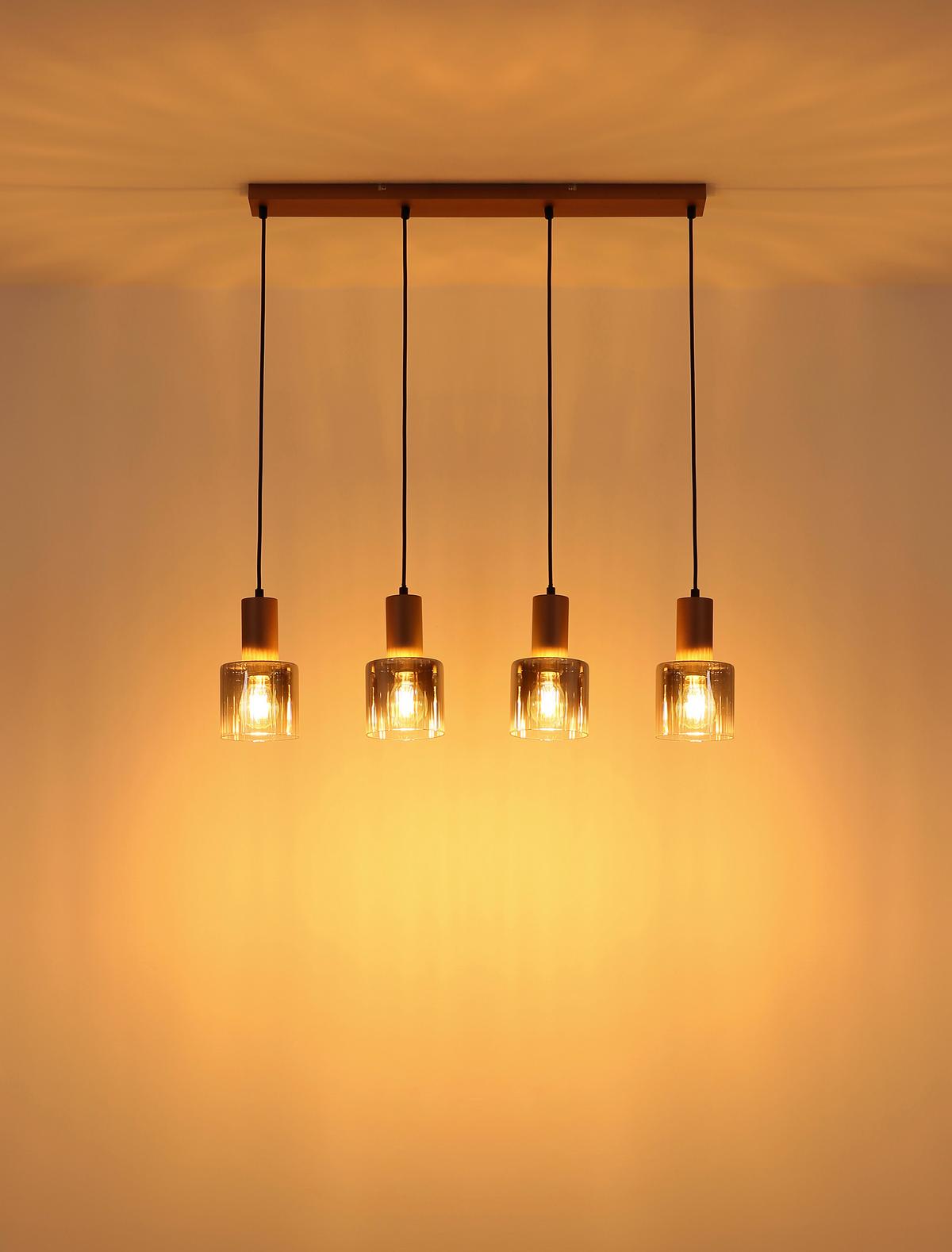 HÄNGELEUCHTE Exkl. 4xE27, 40W - Klar/Chromfarben, Design, Glas/Kunststoff (78/12/150cm) - Globo