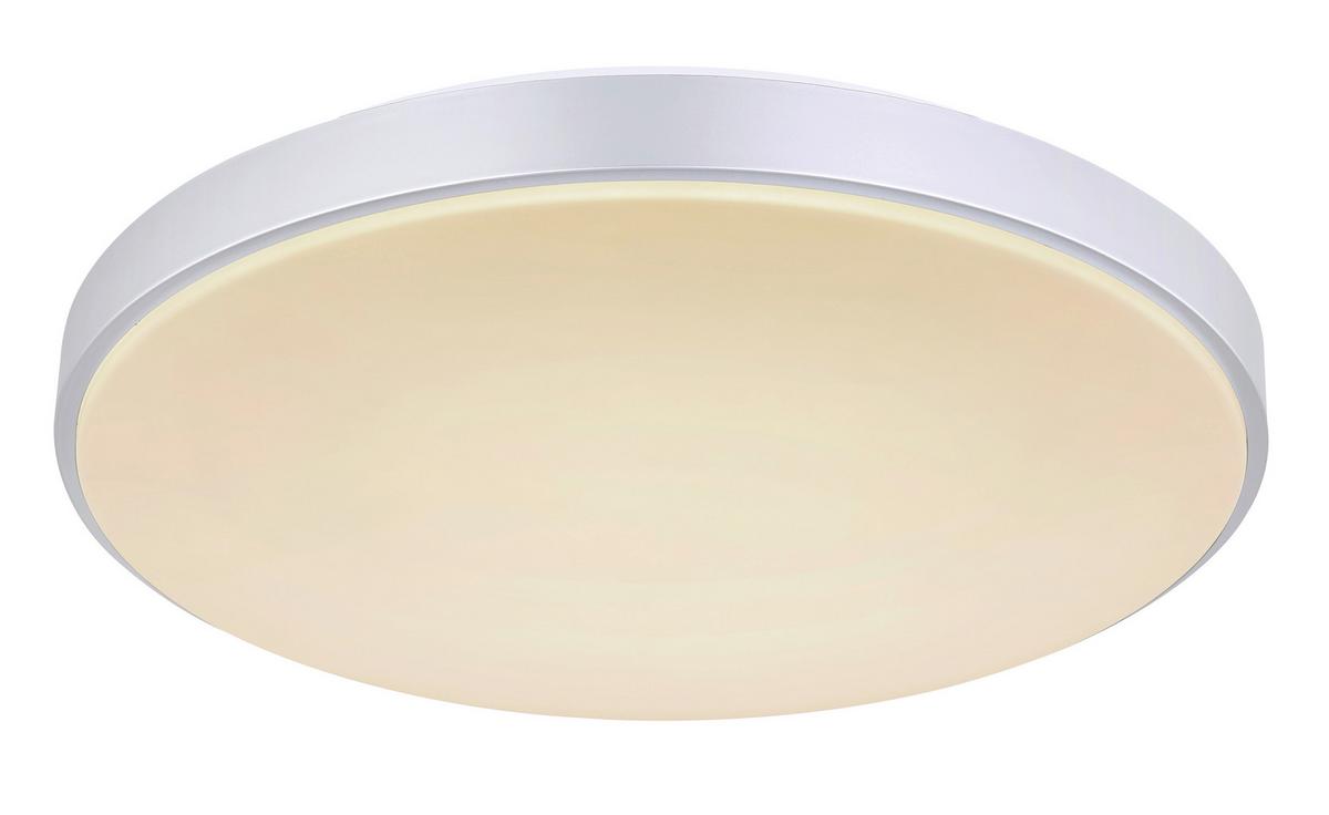 LED-Deckenleuchte Ø 41 cm mit Farbtemperaturwechsler - Silberfarben/Opal, Basics, Kunststoff/Metall (41/6cm) - Globo