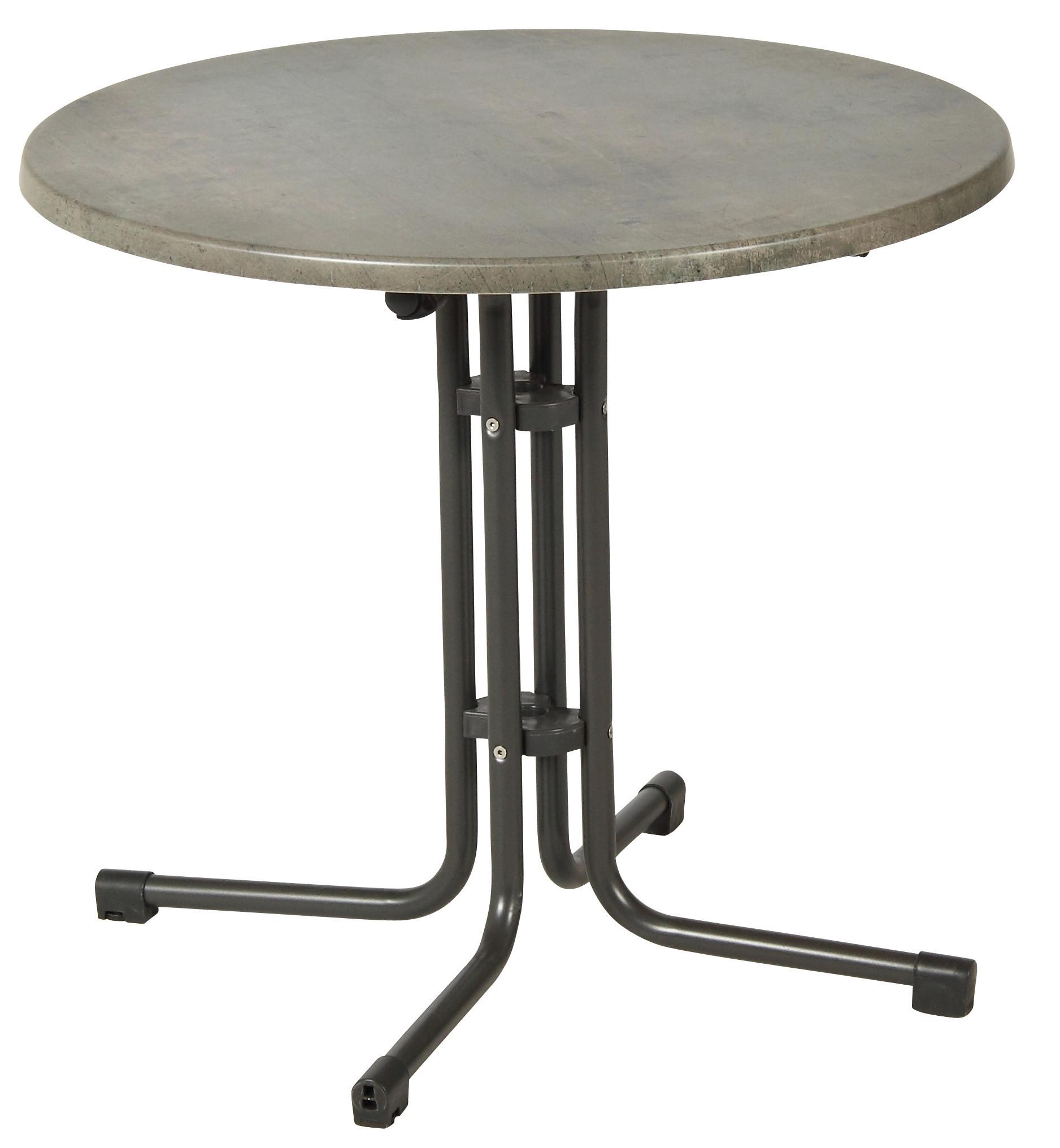 Gartentisch klappbar Acamp Piazza Aluminium D: 80 cm - Anthrazit/Grau, Basics, Holzwerkstoff/Metall (80/72cm) - Gardenson