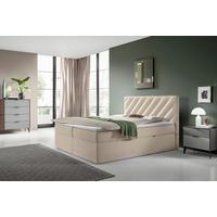 Boxspringbett Mit Topper Beige 160x200 Cm Gusto - Beige/Schwarz, MODERN, Textil (160/200cm) - MID.YOU
