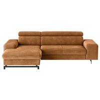 Ecksofa mit Bettkasten Emma Cognac 165x267 cm - Cognac/Schwarz, Textil (165/267cm) - MID.YOU