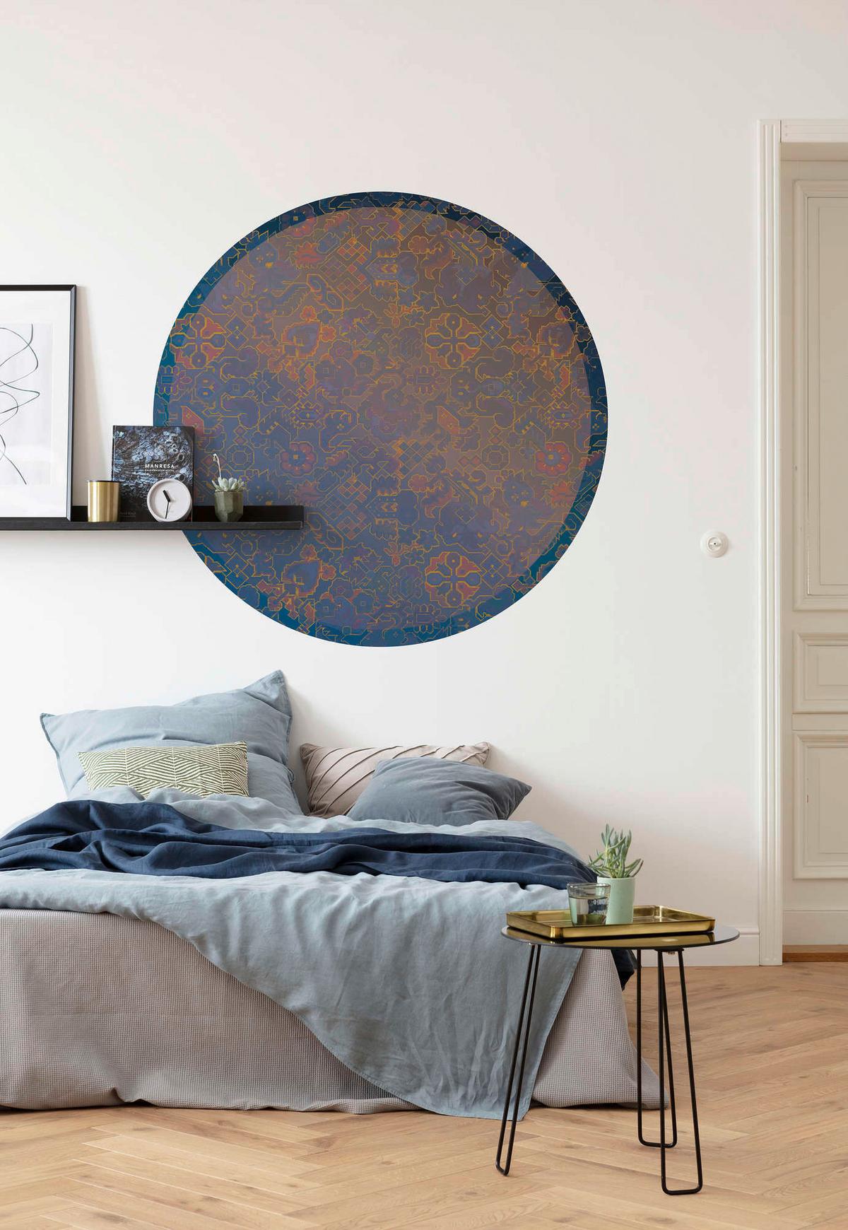 Fototapete D1-045 Ornament - Blau/Bronzefarben, Trend (125cm)