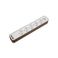 Prodlužovačka Alan, 5 zásuvek - bílá/barvy zlata, plast (33/5,1/4cm) - Mömax