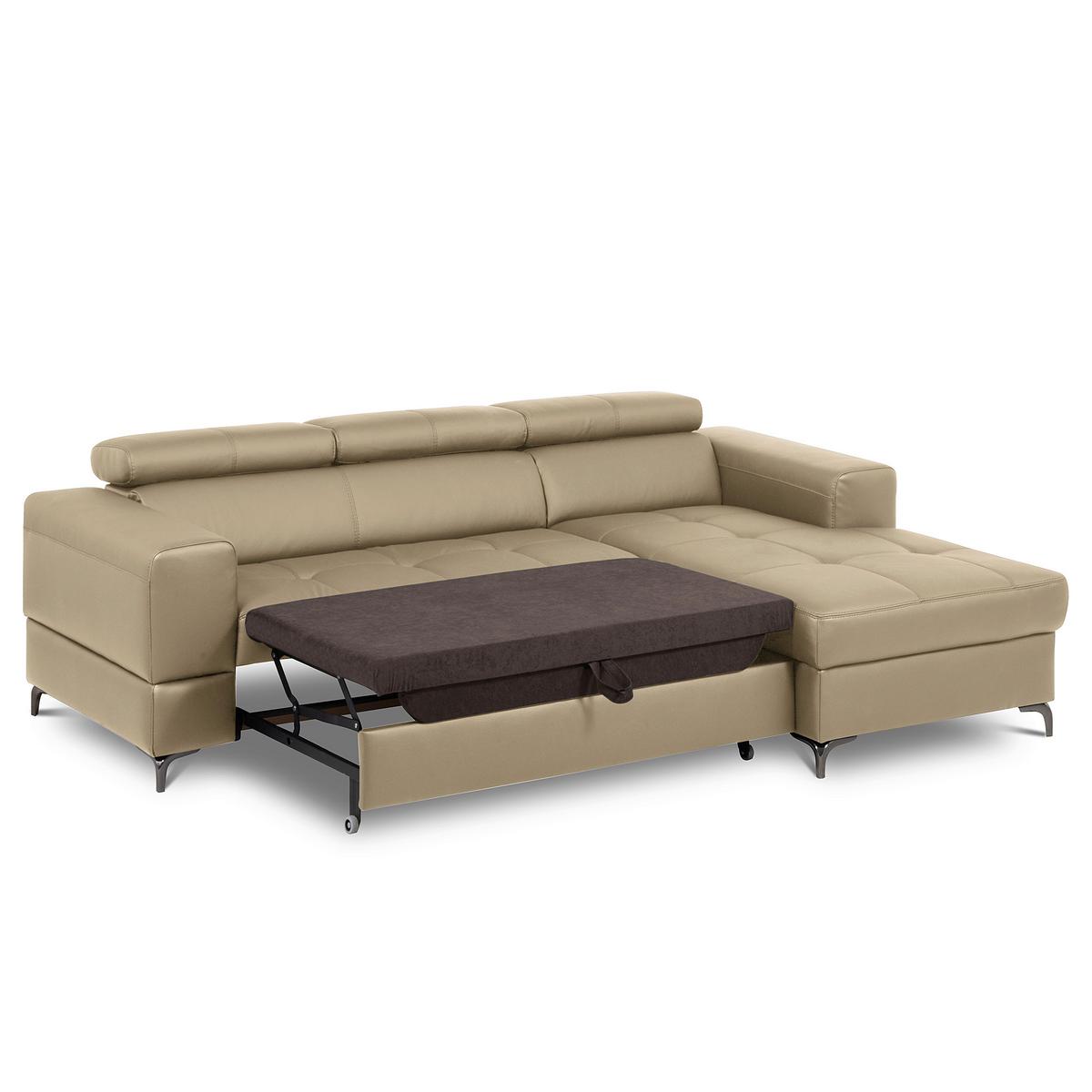 Ecksofa Torino Teilleder Hellgrau 247x173 - Hellgrau/Schwarz, Design, Leder/Textil (247/173cm) - Livetastic