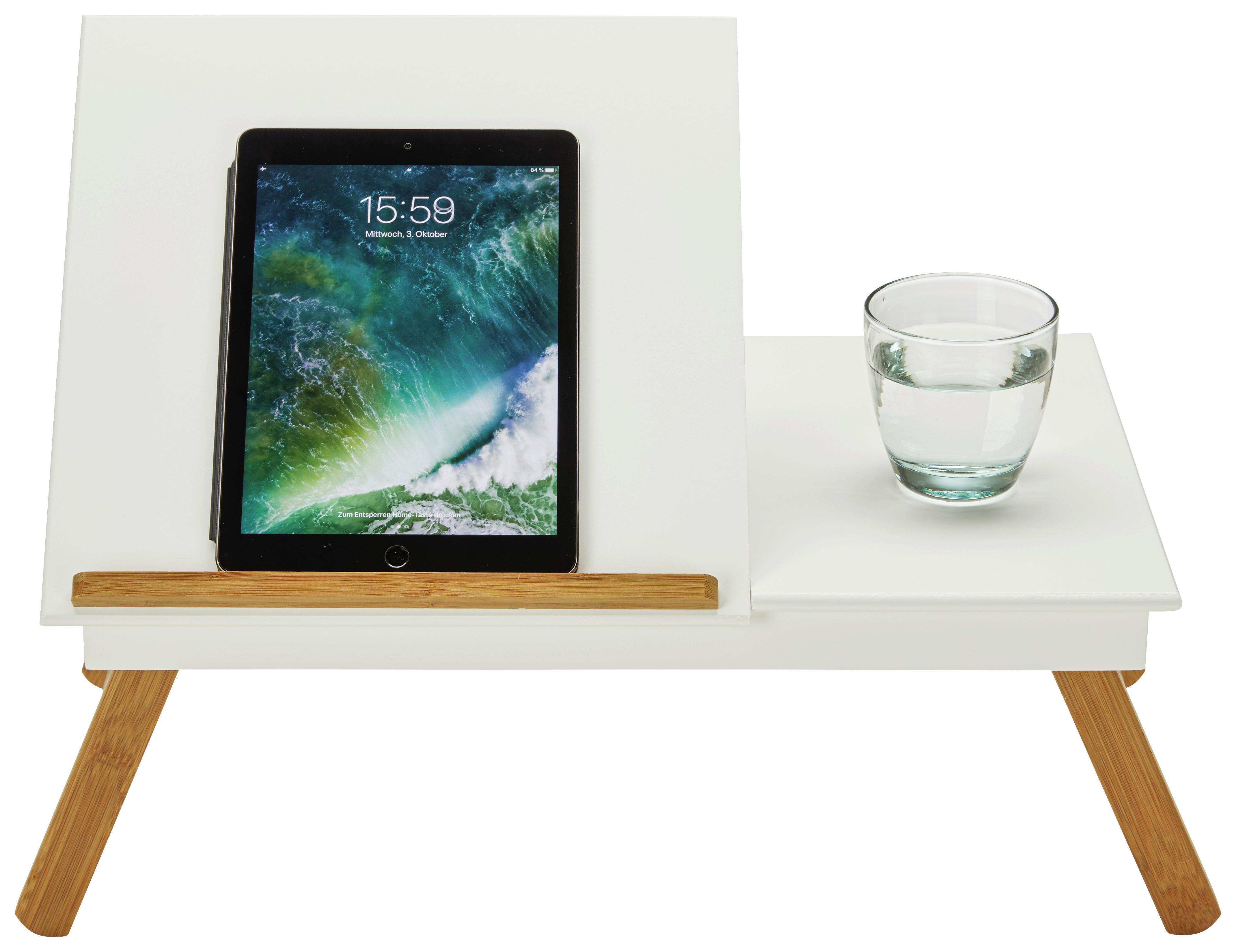 Stôl Na Notebook Book - prírodné farby/biela, Štýlový, drevo (53/20,5-43/33cm) - Modern Living