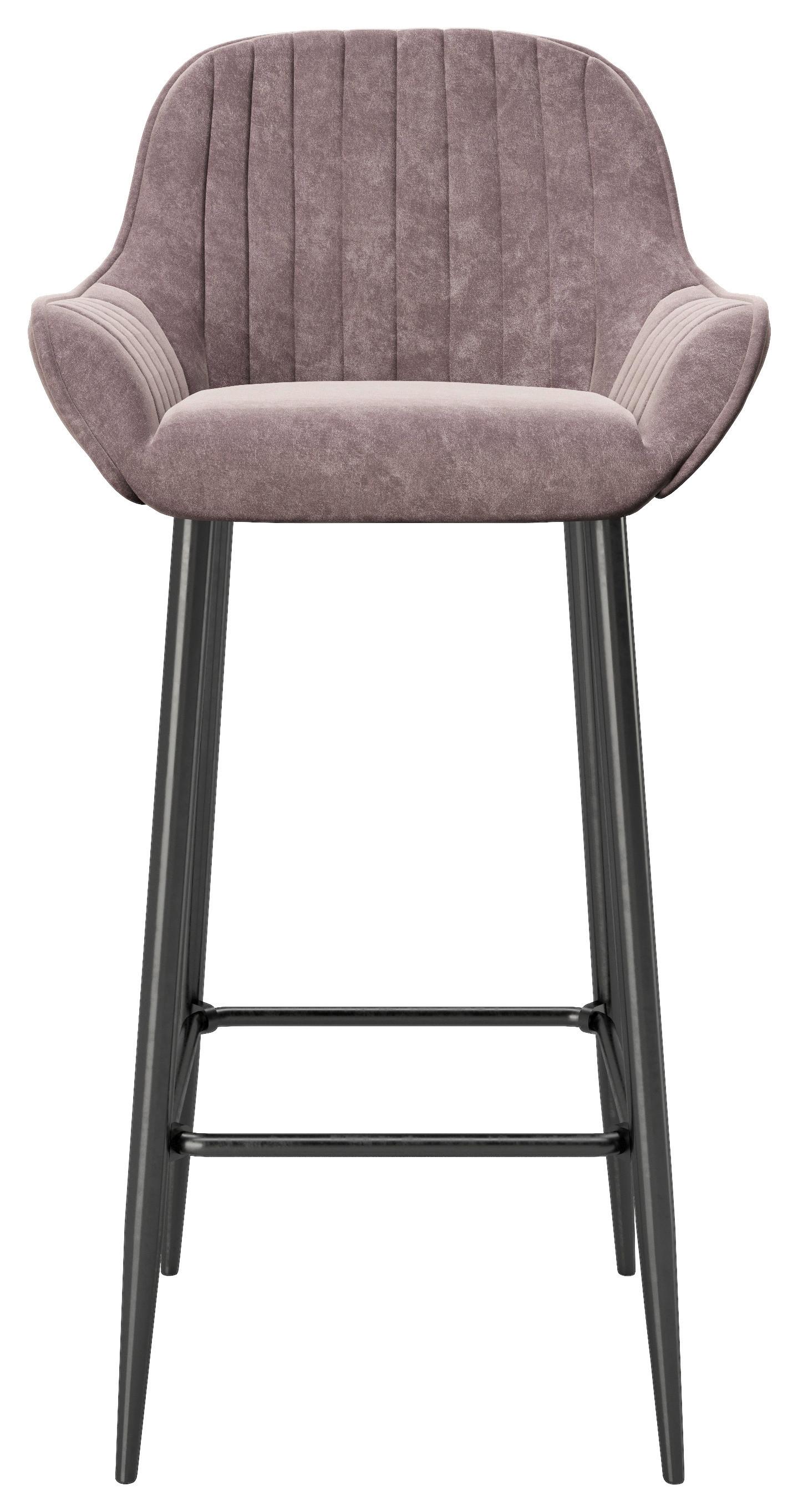 Barhocker 2er-Set mit Lehne Marilyn Samt Rosa/Schwarz - Schwarz/Rosa, MODERN, Textil/Metall (49/100/46cm) - Playboy