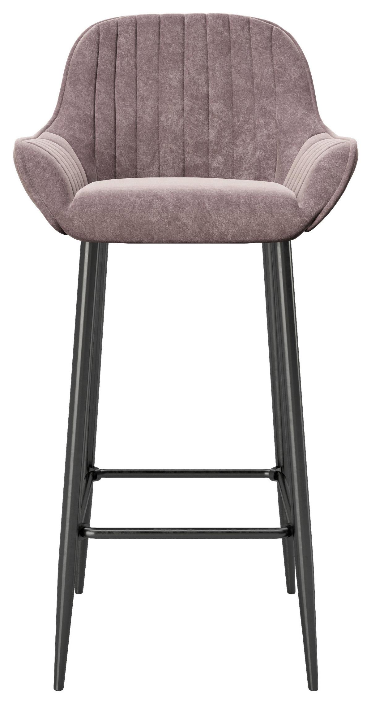 Barhocker 2er-set Mit Lehne Marilyn Samt Rosa/schwarz - Schwarz/Rosa, MODERN, Textil/Metall (49/100/46cm) - Playboy